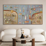 “Boats Beneath the Palm Sky"  Landscape