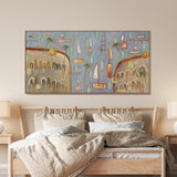 “Boats Beneath the Palm Sky"  Landscape