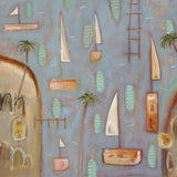 “Boats Beneath the Palm Sky"  Landscape